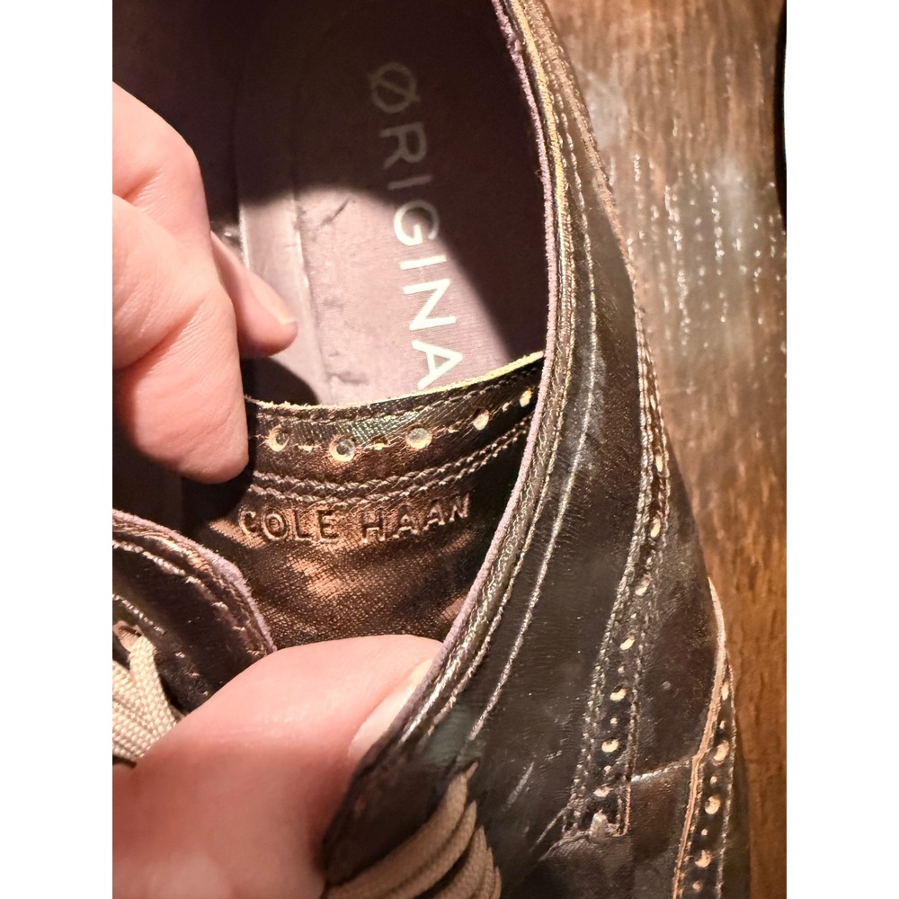 Cole Haan Mens Original Grand Wingtip Oxford Brown Leather Shoes C30067 Size 12 - Picture 4 of 10